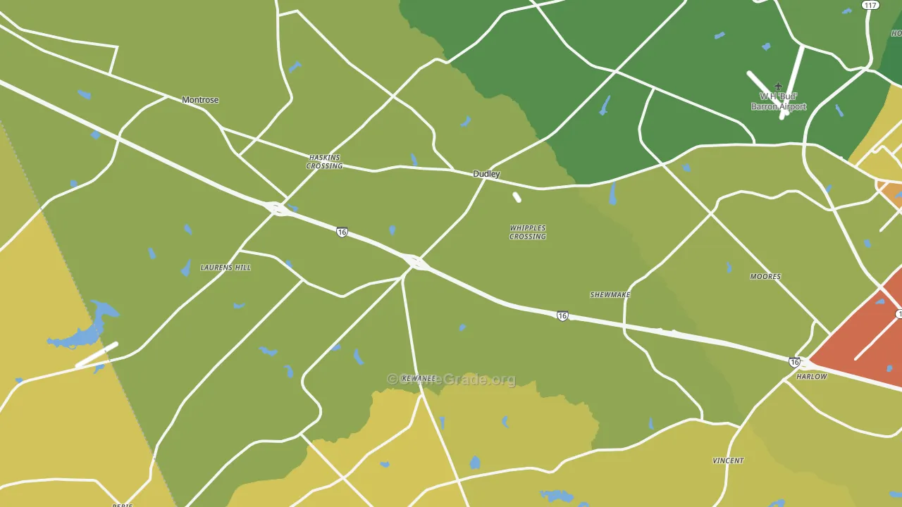 Dudley, GA Map of Robbery Rates