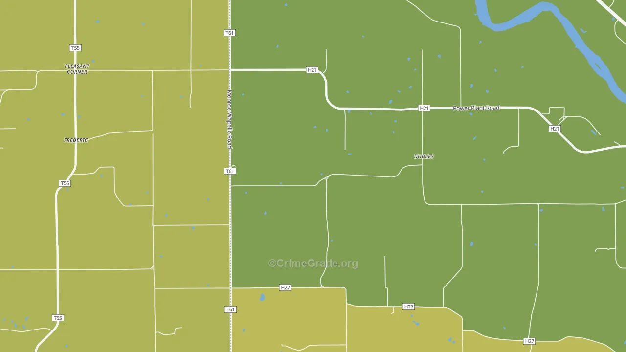 Dudley, IA Map of Robbery Rates