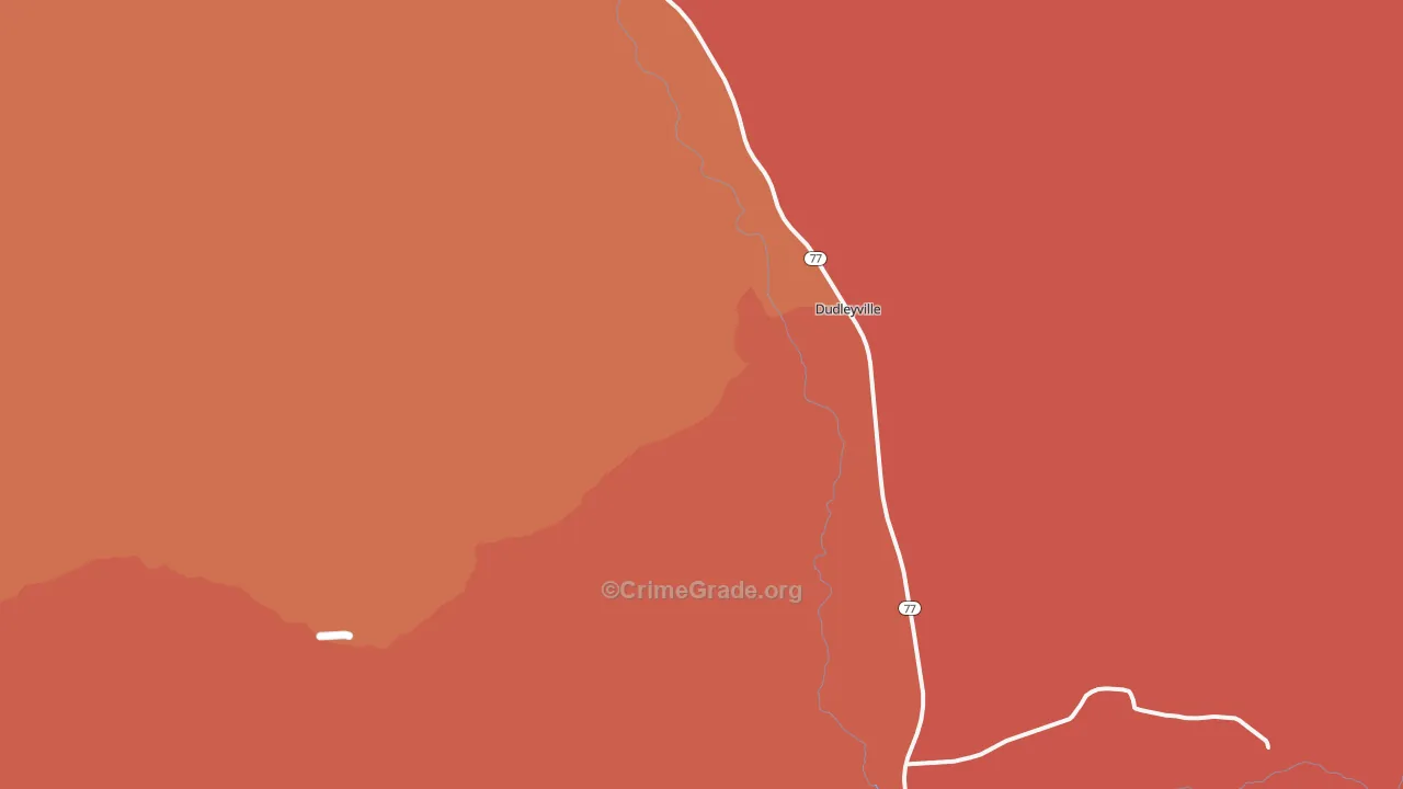 Dudleyville, AZ Map of Robbery Rates