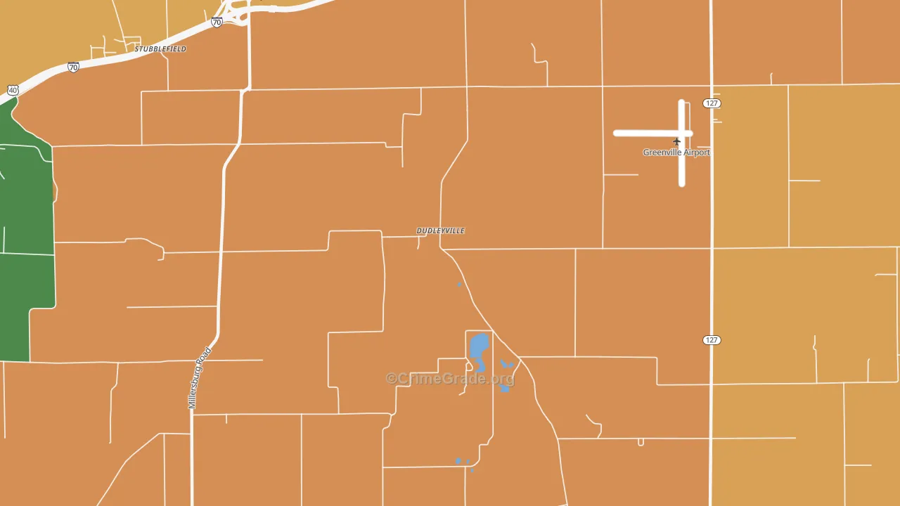 Dudleyville, IL Map of Robbery Rates