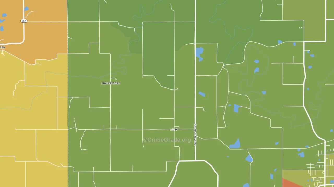 Duff, IN Map of Robbery Rates