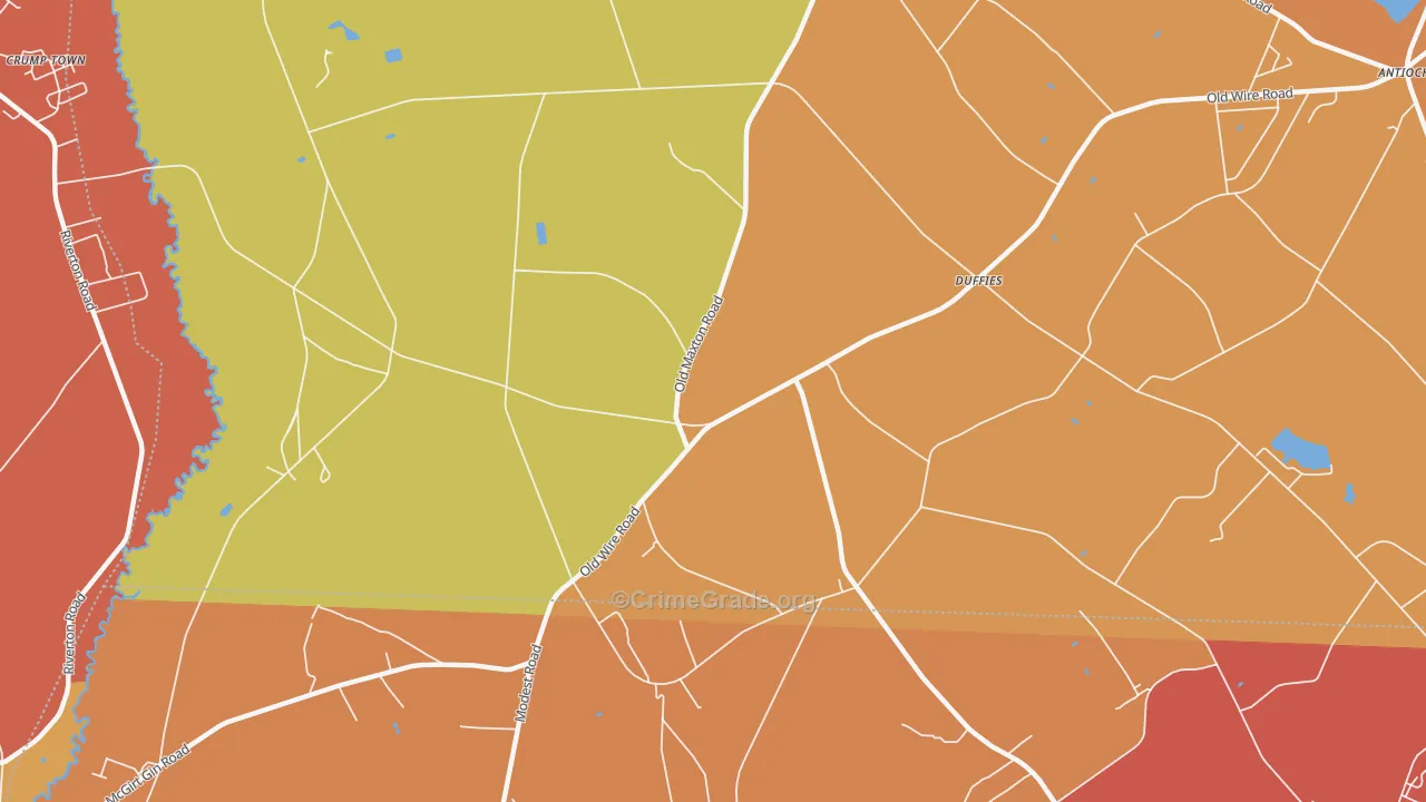 Duffies, NC Map of Robbery Rates