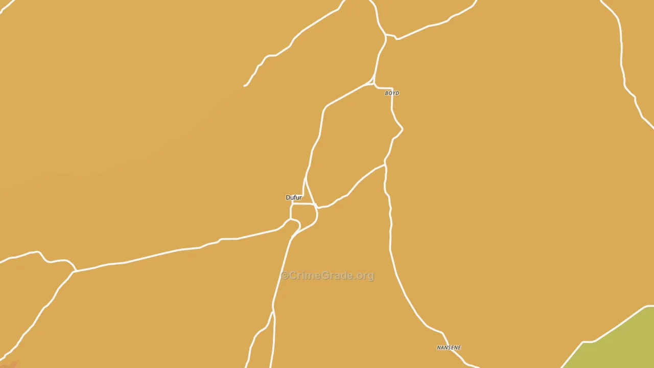 Dufur, OR Map of Robbery Rates