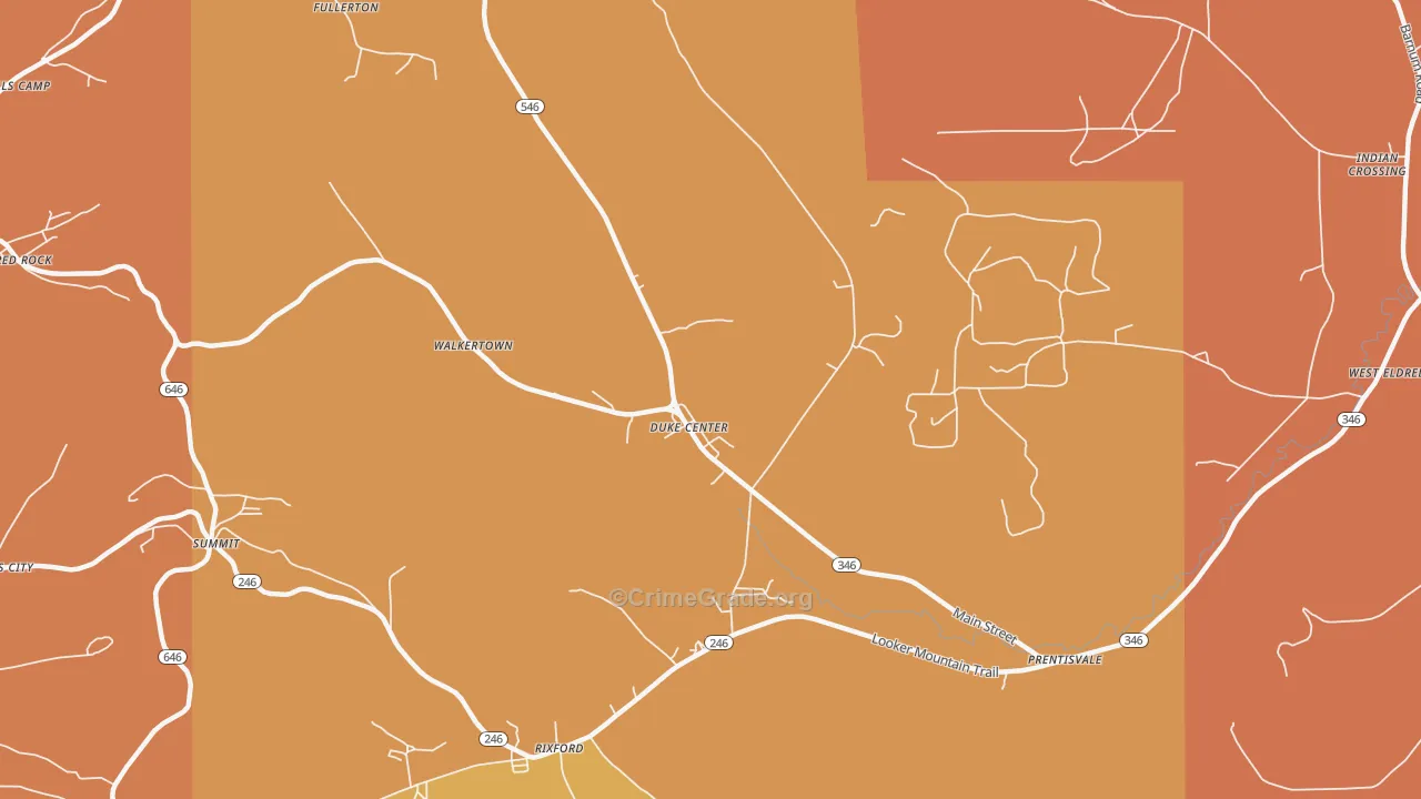 Duke Center, PA Map of Robbery Rates