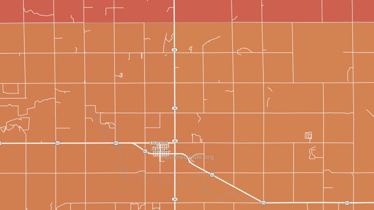 Duke, OK Map of Robbery Rates