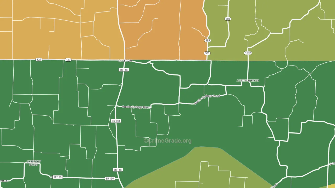 Dukedom, TN Map of Robbery Rates