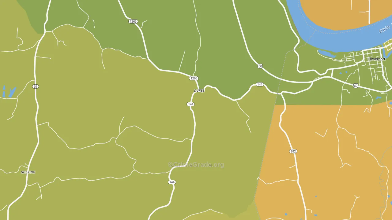 Dukes, KY Map of Robbery Rates