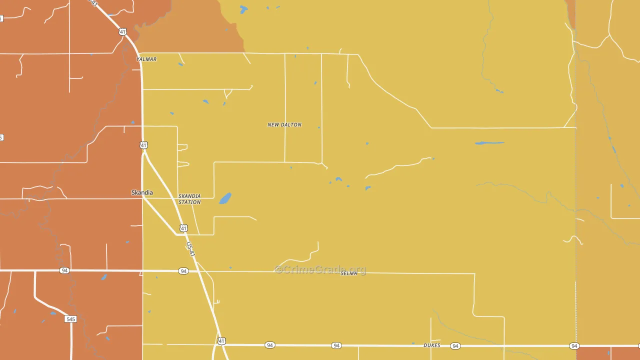 Dukes, MI Map of Robbery Rates