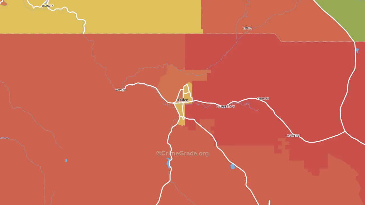 Dulce, NM Map of Robbery Rates