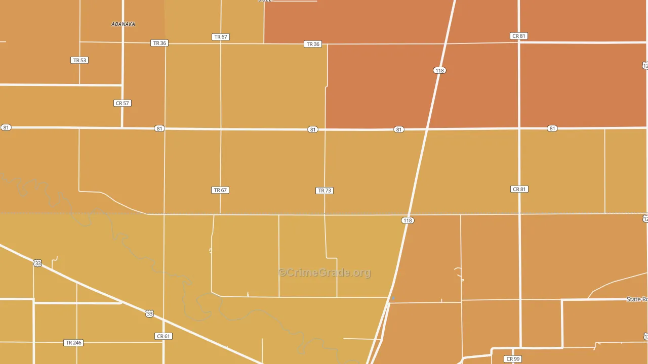 Dull, OH Map of Robbery Rates