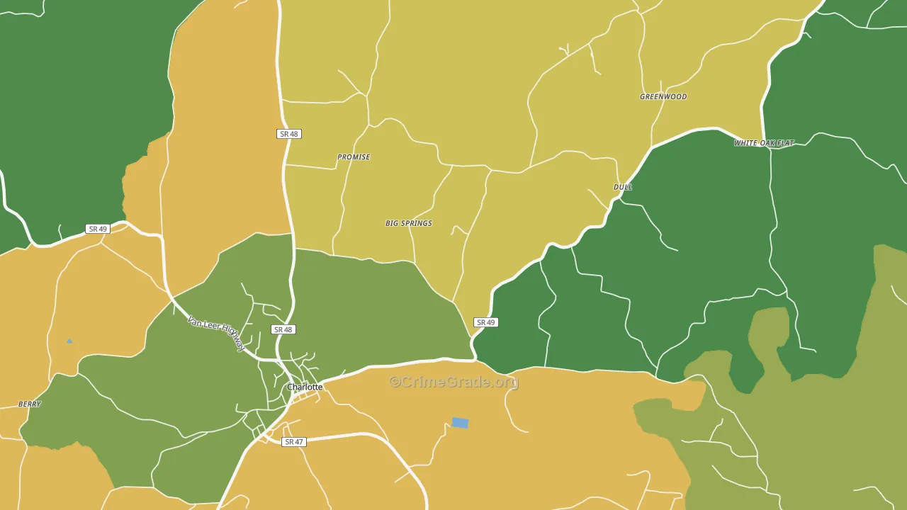 Dull, TN Map of Robbery Rates