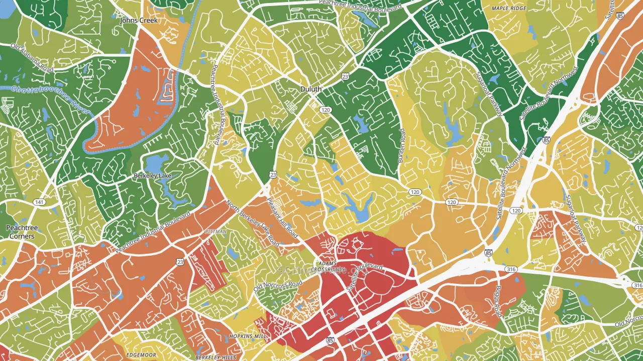 Duluth, GA Map of Robbery Rates