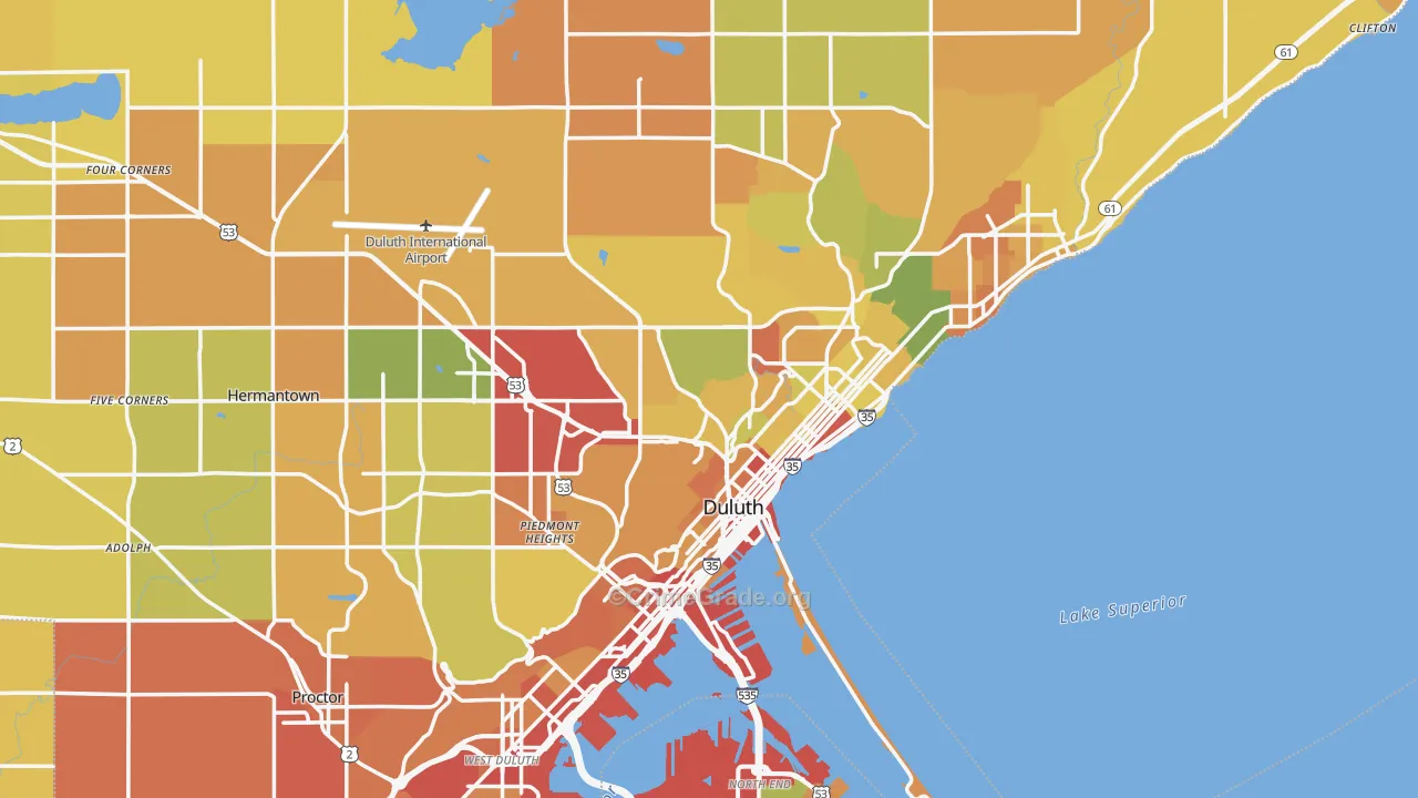 Duluth, MN Map of Robbery Rates