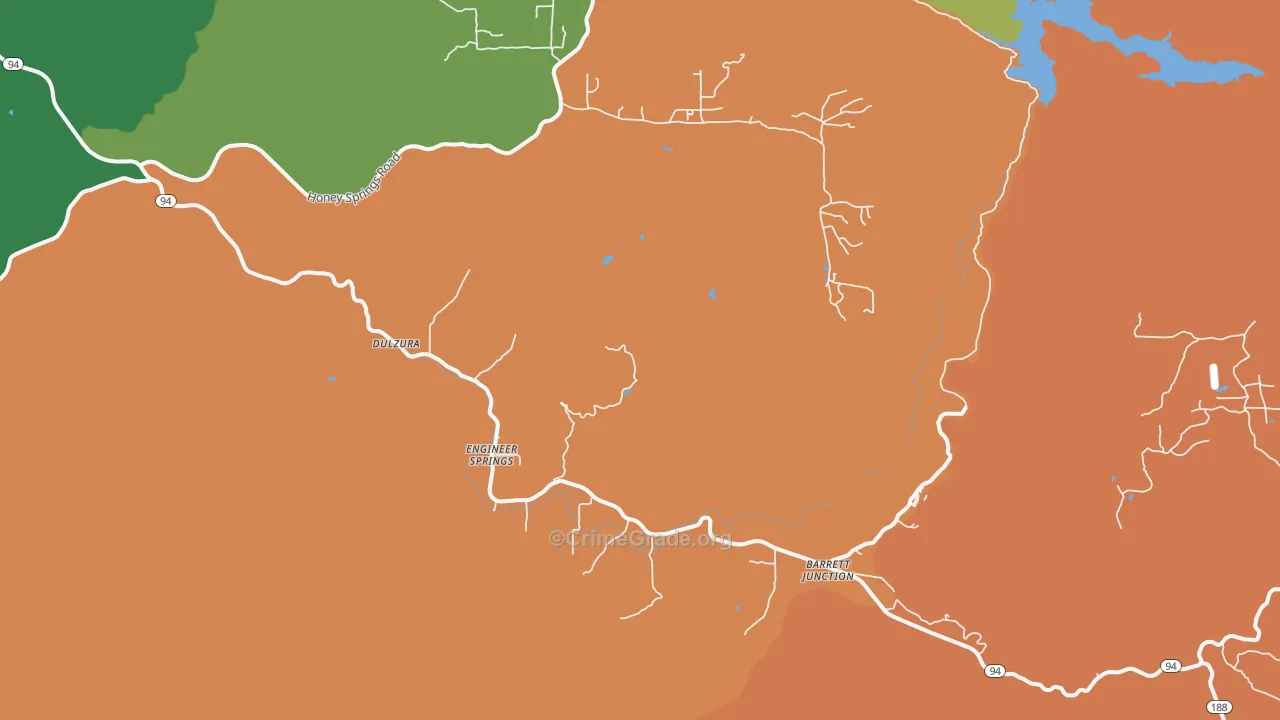 Dulzura, CA Map of Robbery Rates