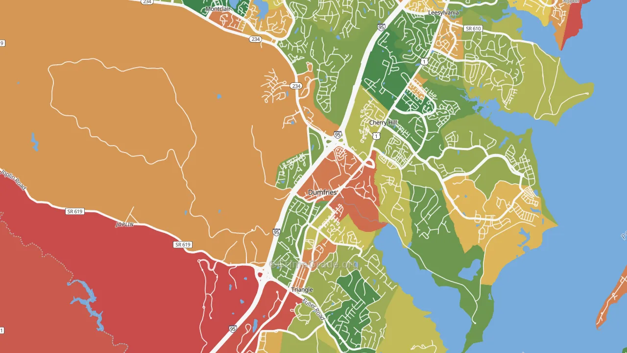 Dumfries, VA Map of Robbery Rates