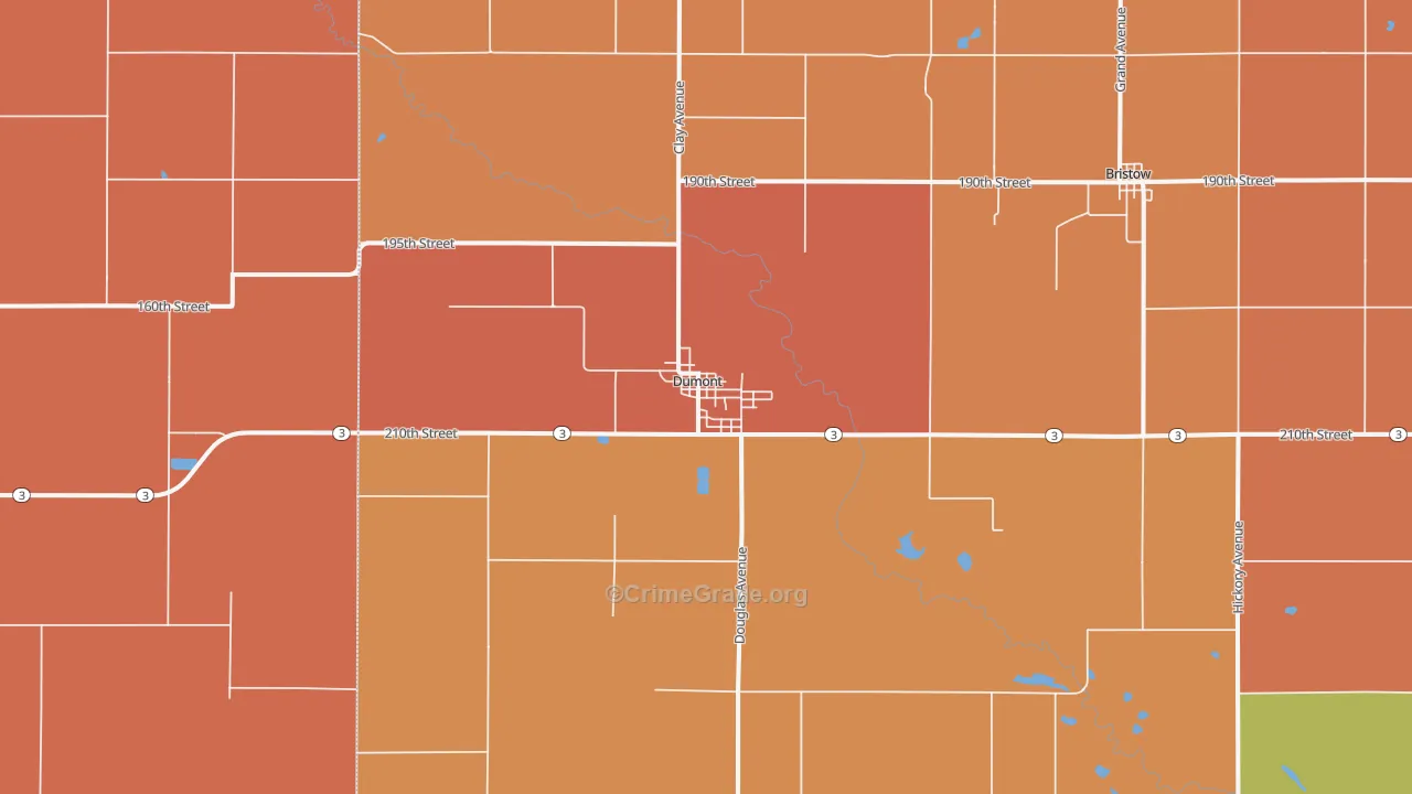 Dumont, IA Map of Robbery Rates