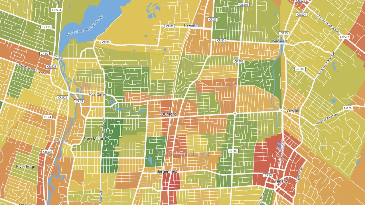 Dumont, NJ Map of Robbery Rates