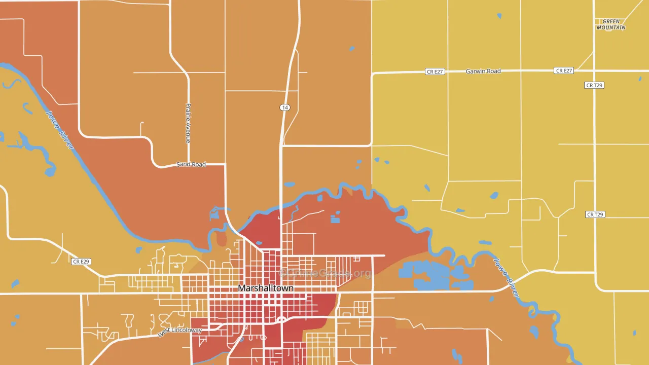 Dunbar, IA Map of Robbery Rates