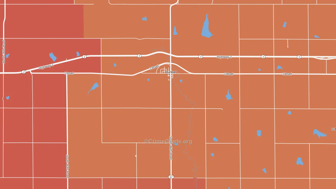 Dunbar, NE Map of Robbery Rates