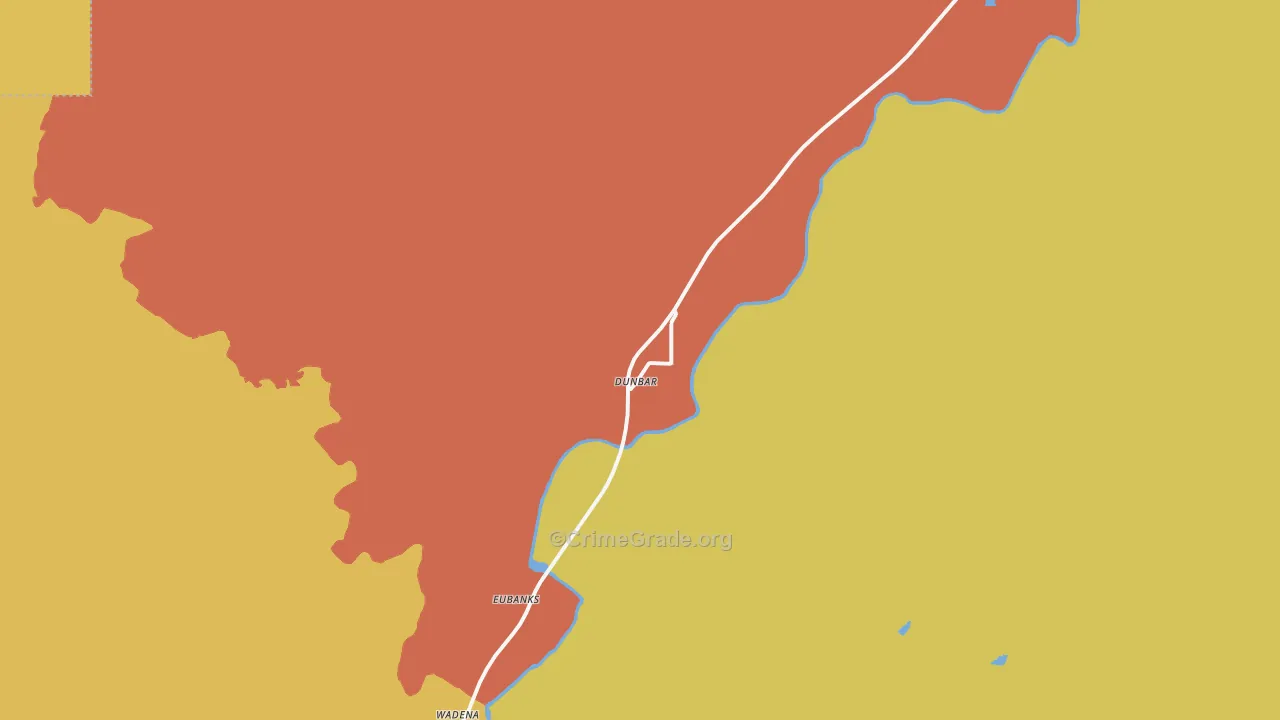 Dunbar, OK Map of Robbery Rates