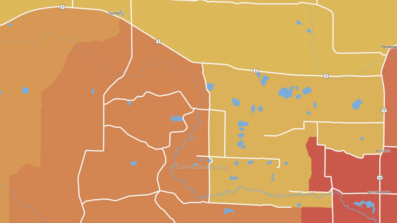 Dunbar, WI Map of Robbery Rates