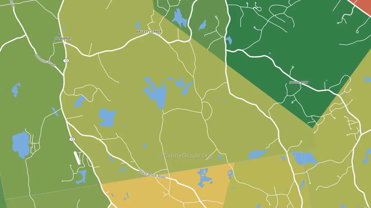 Dunbarton, NH Map of Robbery Rates