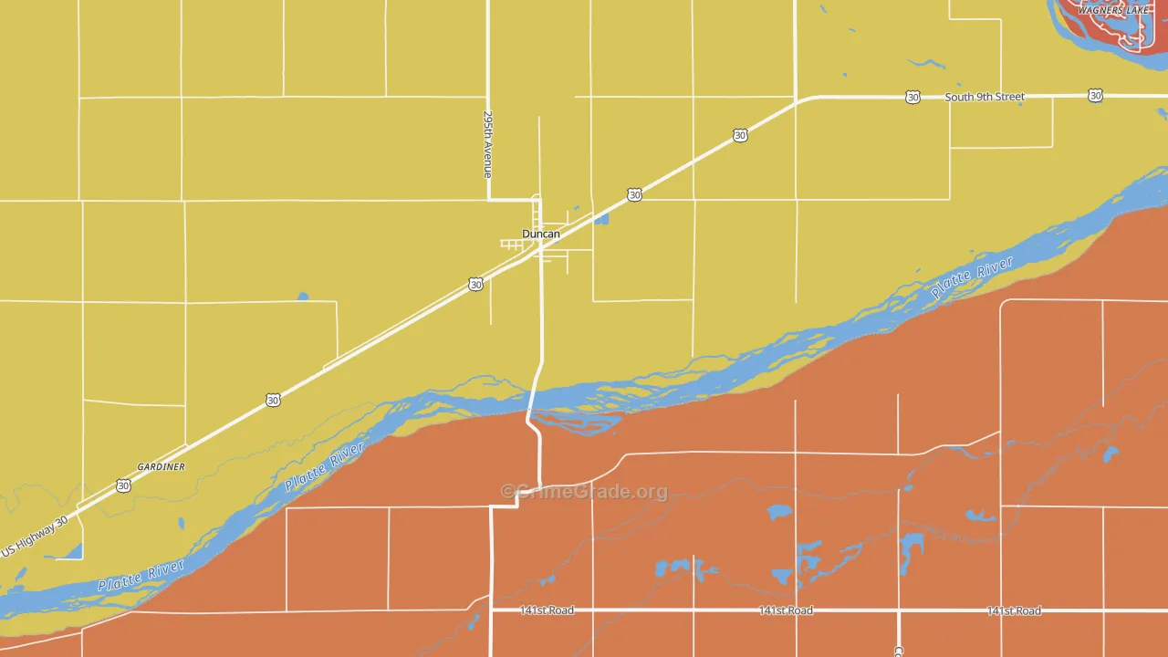 Duncan, NE Map of Robbery Rates