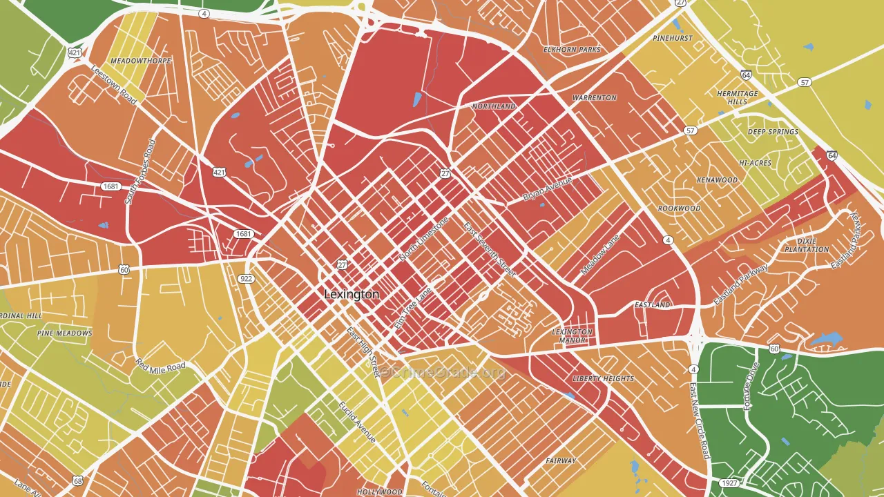 Duncan Park, Lexington, KY Map of Robbery Rates