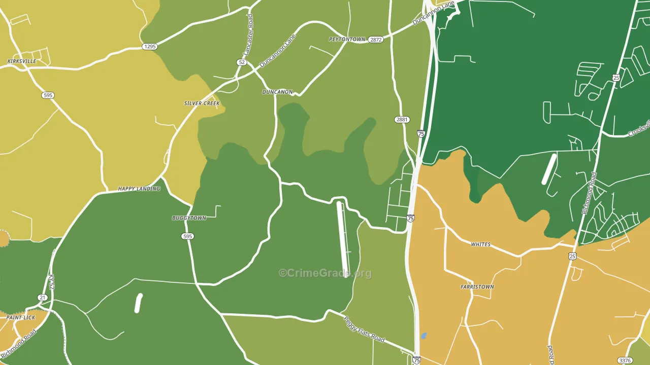 Duncanon, KY Map of Robbery Rates