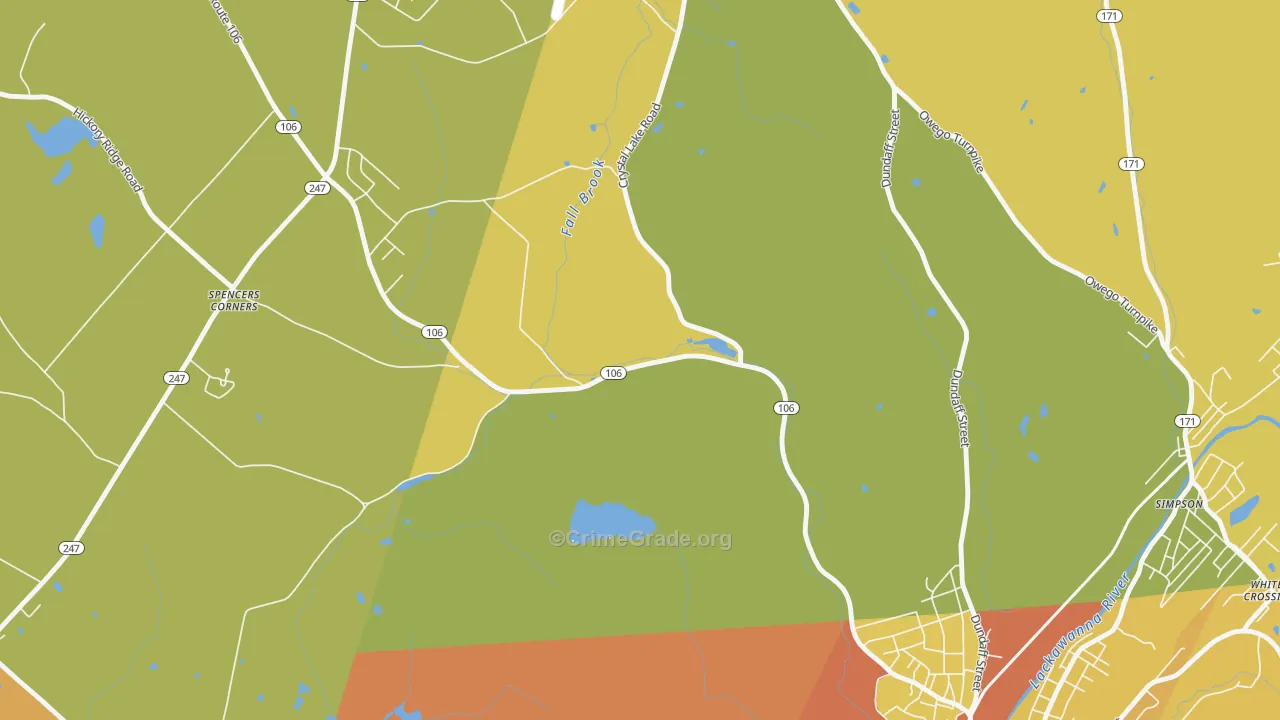 Dundaff, PA Map of Robbery Rates