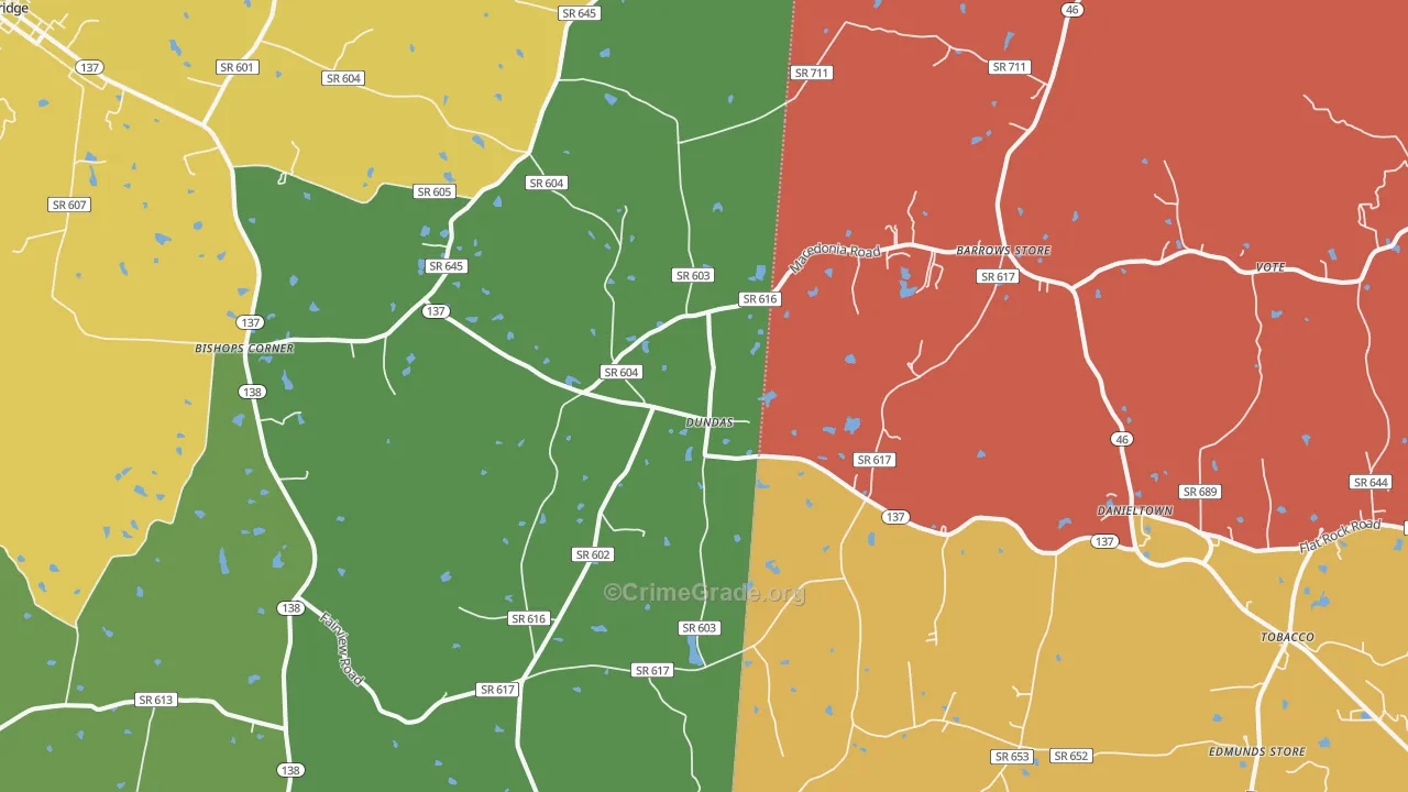 Dundas, VA Map of Robbery Rates