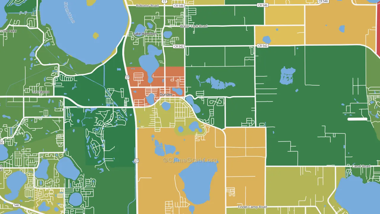 Dundee, FL Map of Robbery Rates