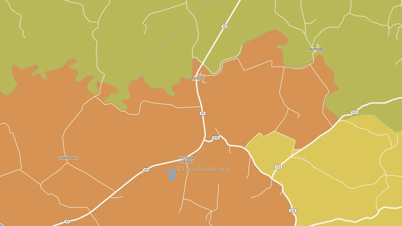 Dundee, KY Map of Robbery Rates