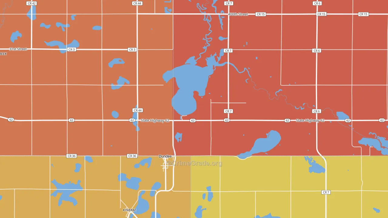Dundee, MN Map of Robbery Rates