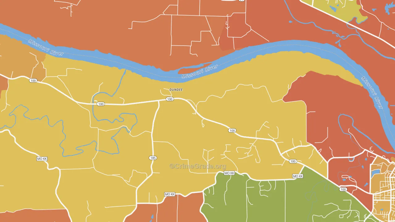 Dundee, MO Map of Robbery Rates