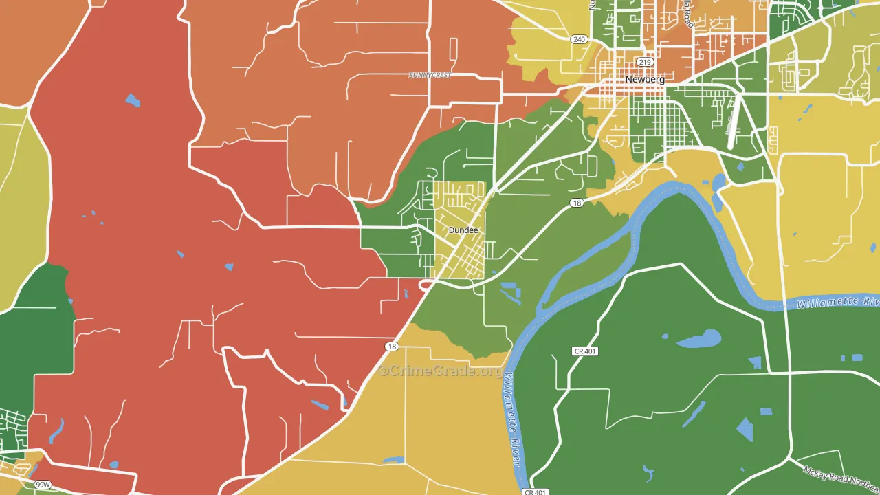Dundee, OR Map of Robbery Rates