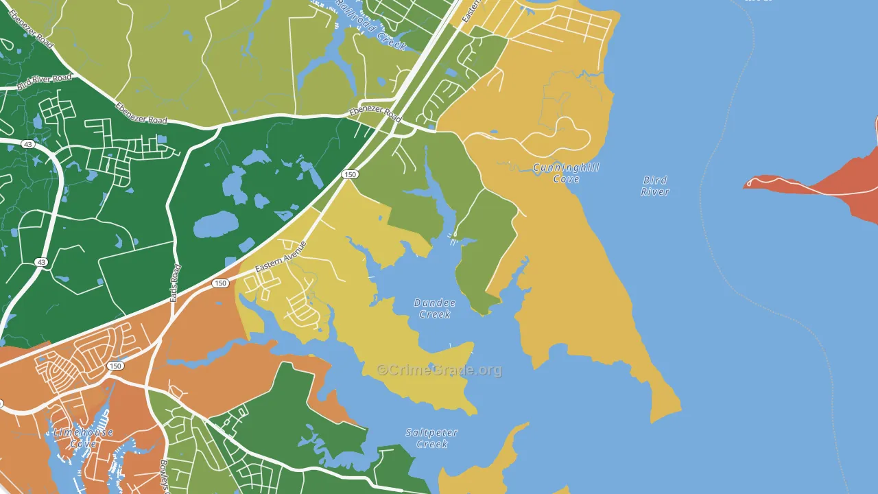 Dundee Village, MD Map of Robbery Rates
