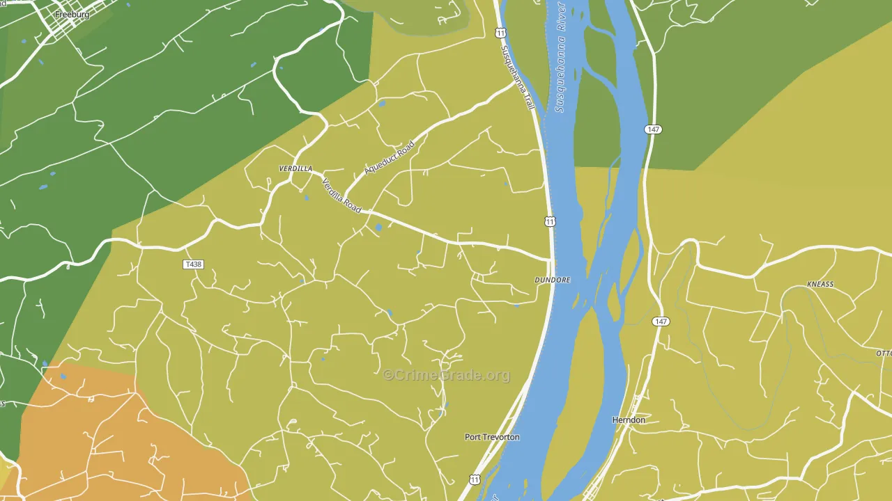 Dundore, PA Map of Robbery Rates