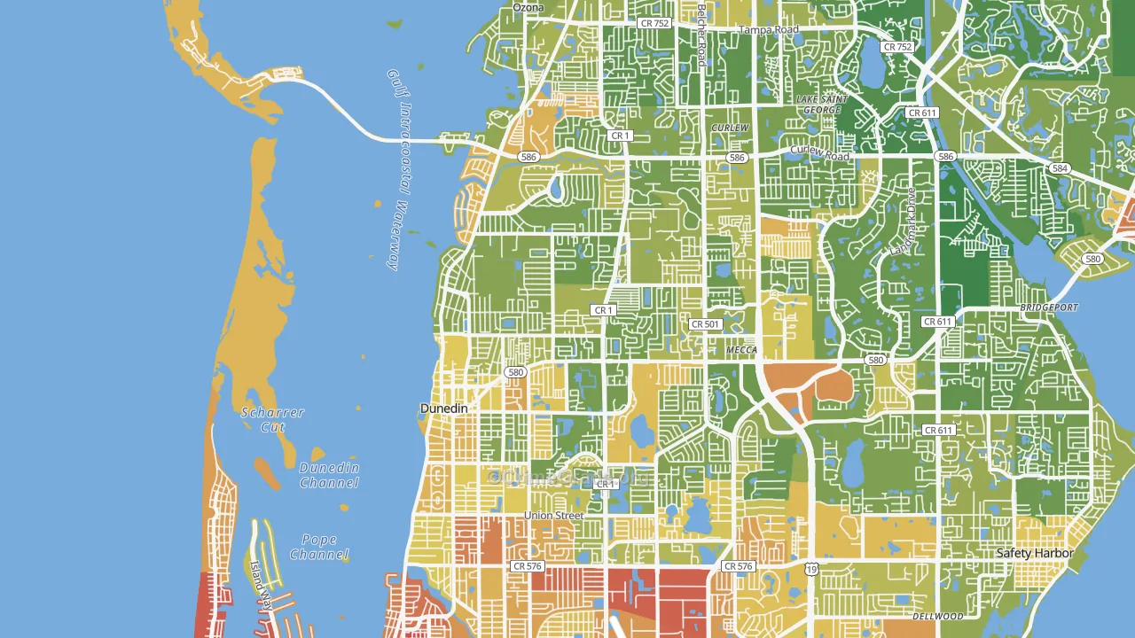 Dunedin, FL Map of Robbery Rates