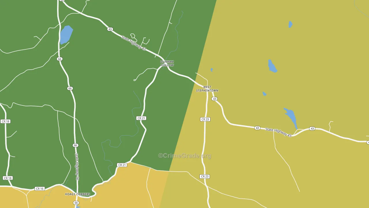 Dunham Hollow, NY Map of Robbery Rates