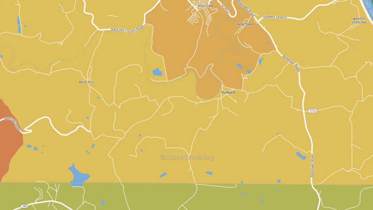 Dunkard, PA Map of Robbery Rates