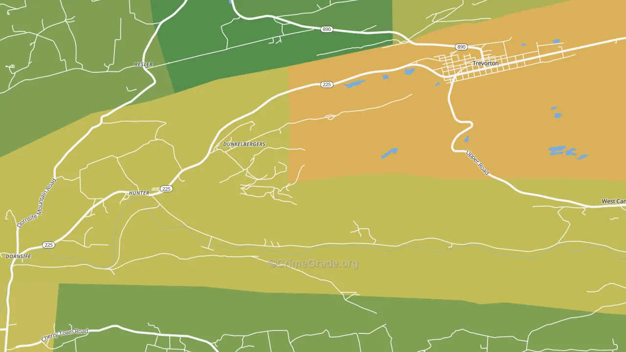 Dunkelbergers, PA Map of Robbery Rates