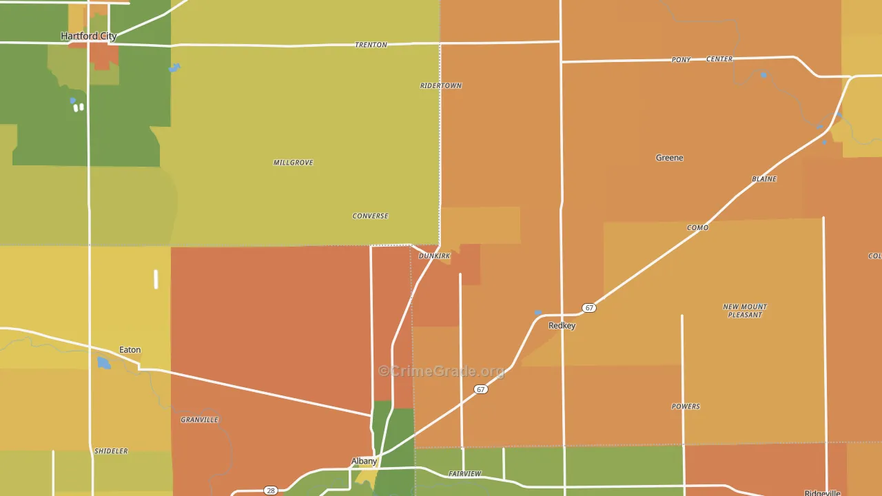 Dunkirk, IN Map of Robbery Rates