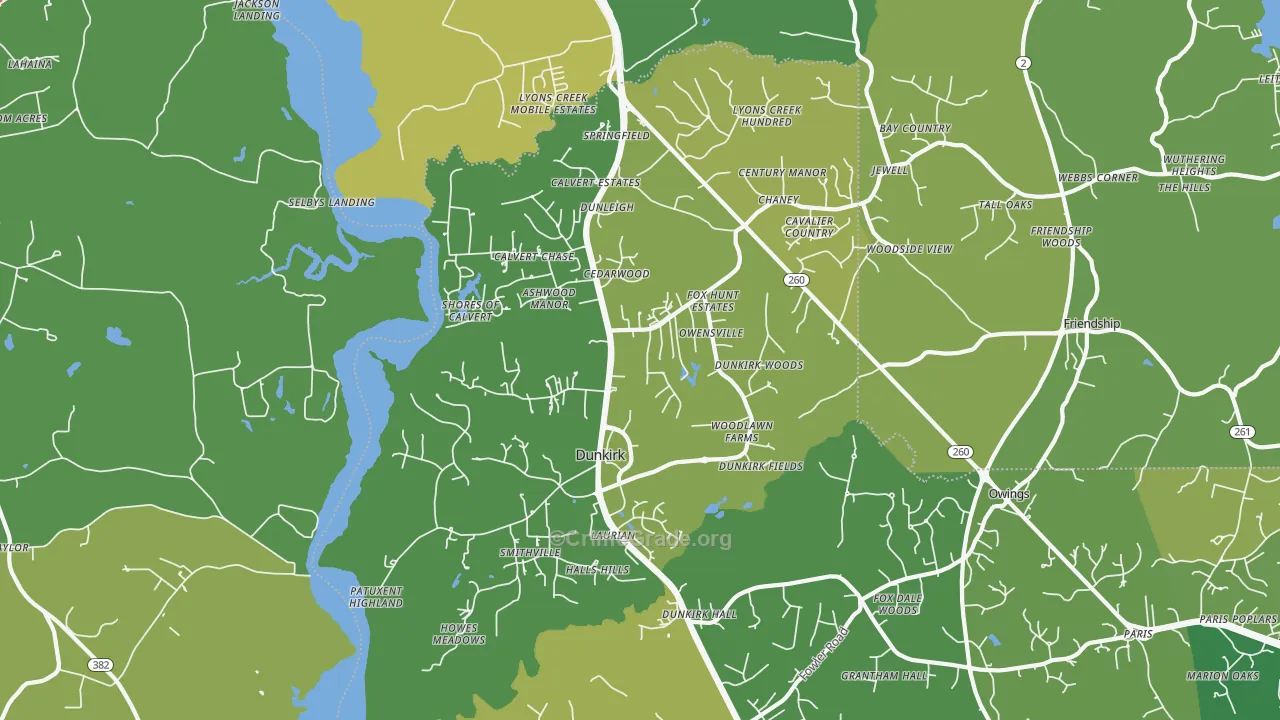Dunkirk, MD Map of Robbery Rates