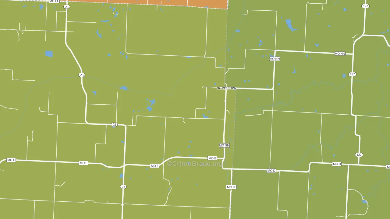 Dunksburg, MO Map of Robbery Rates