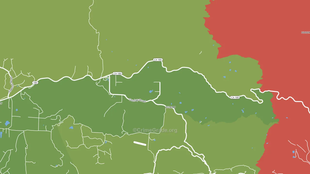 Dunlap, CA Map of Robbery Rates