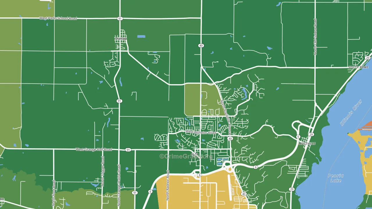 Dunlap, IL Map of Robbery Rates
