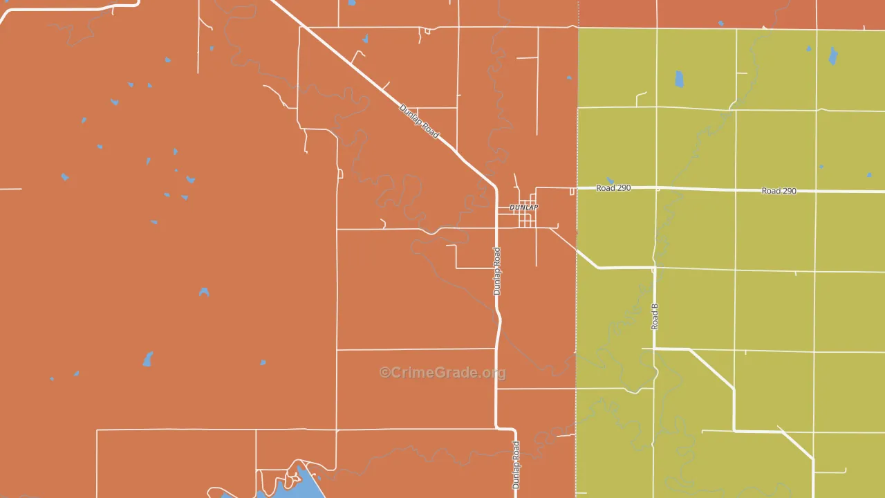 Dunlap, KS Map of Robbery Rates
