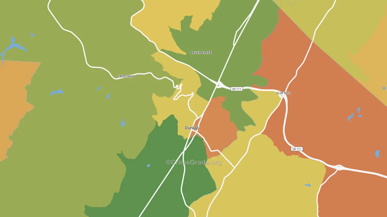 Dunlap, TN Map of Robbery Rates