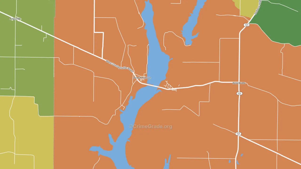 Dunlapsville, IN Map of Robbery Rates